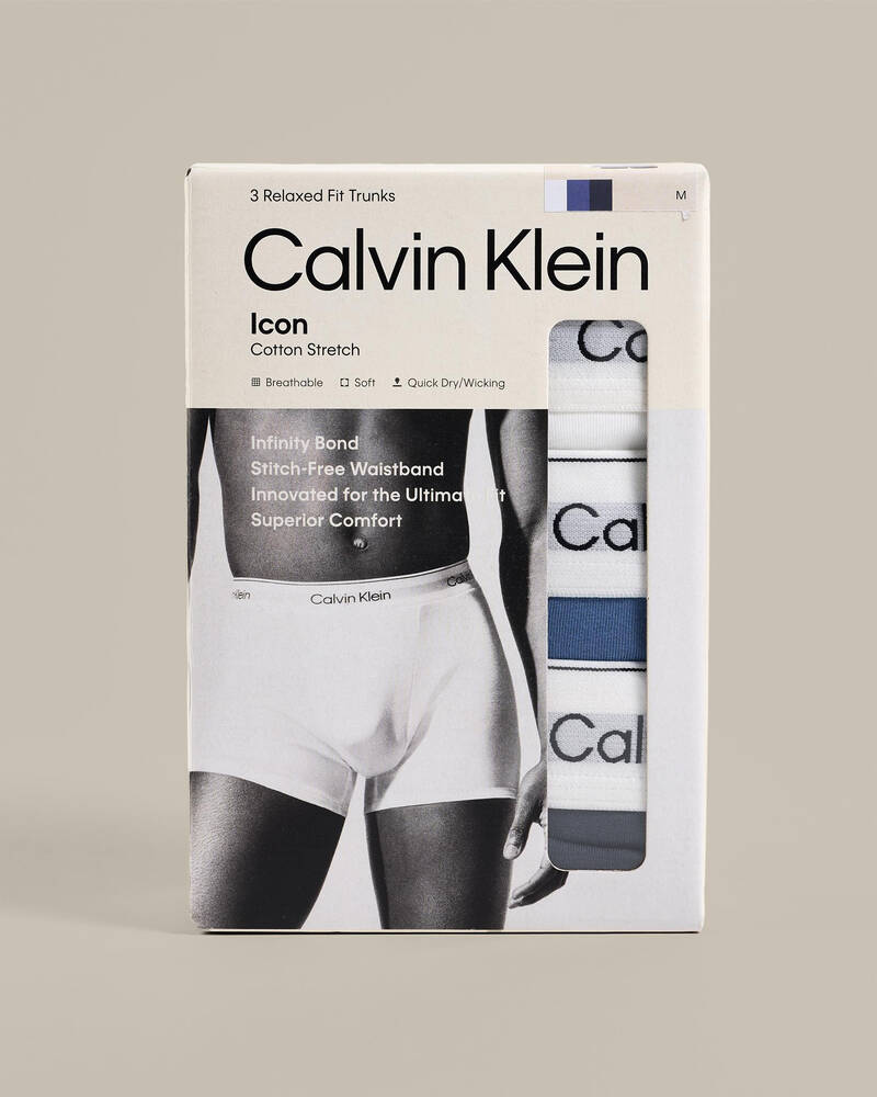Calvin Klein Icon Cotton Stretch Relaxed Fit Trunk 3 Pack for Mens