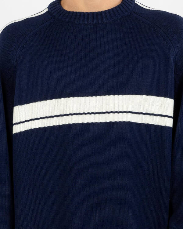 Rusty White Lines 2.0 Knitted Crew Jumper for Mens