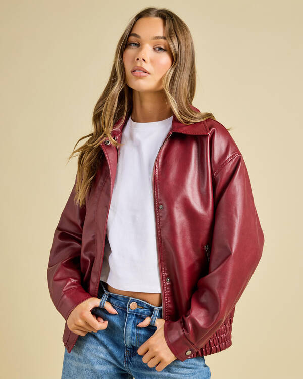 Ava And Ever Maverick Faux Leather Bomber Jacket for Womens