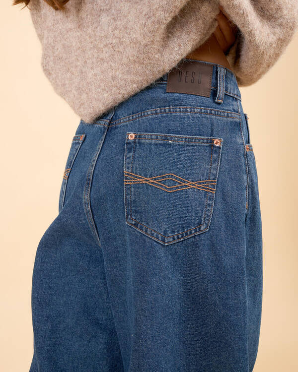 DESU Demi Pleated Wide Leg Jeans for Womens