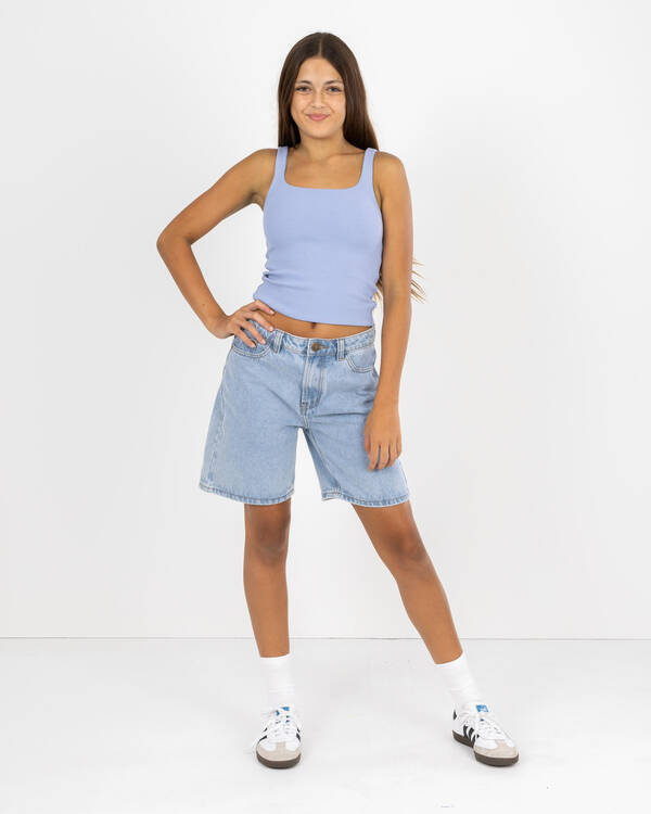 Mooloola Girls' Basic Square Neck Rib Tank Top for Womens
