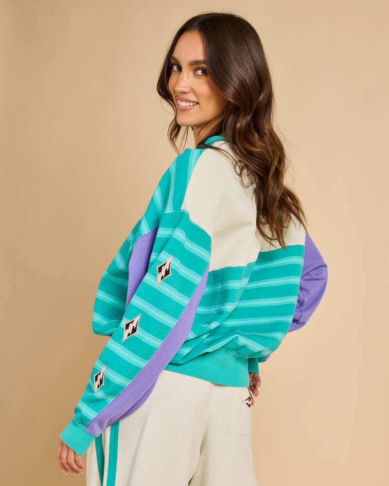 Billabong Party Block Kendall Crew Neck Sweatshirt for Womens
