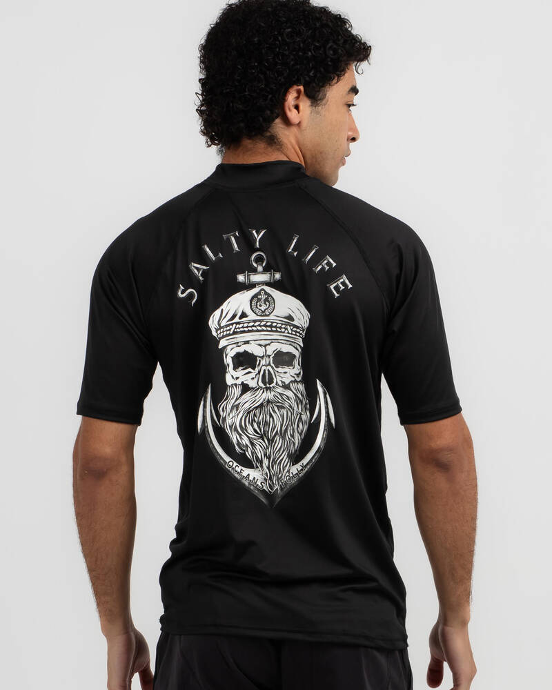 Salty Life Anchors Short Sleeve Rash Vest for Mens