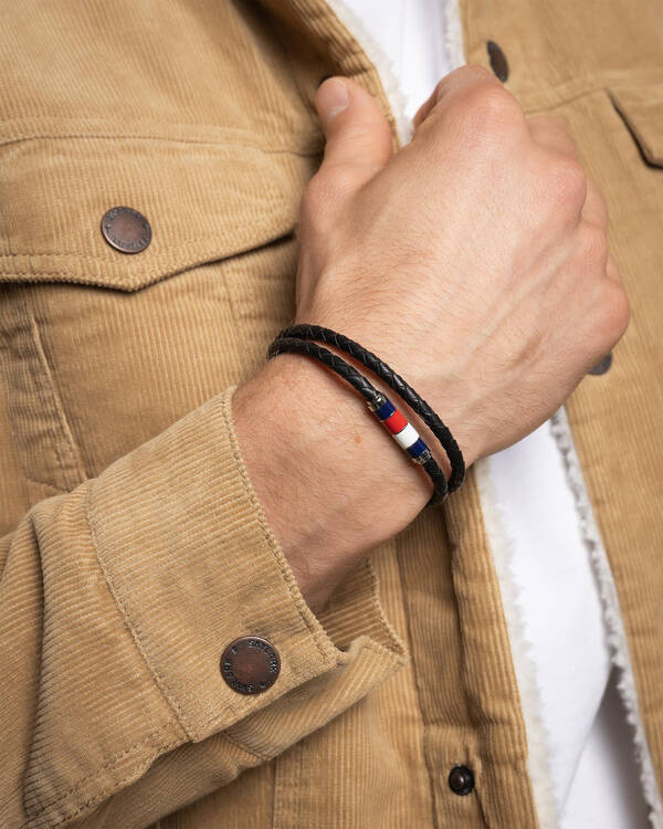 Tommy Hilfiger Leather Wrap Bracelet for Mens