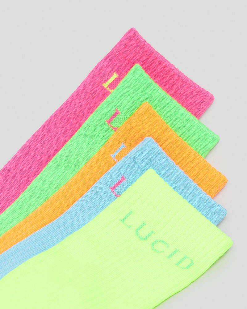 Lucid Fluro Crew Socks 5 Pack for Mens