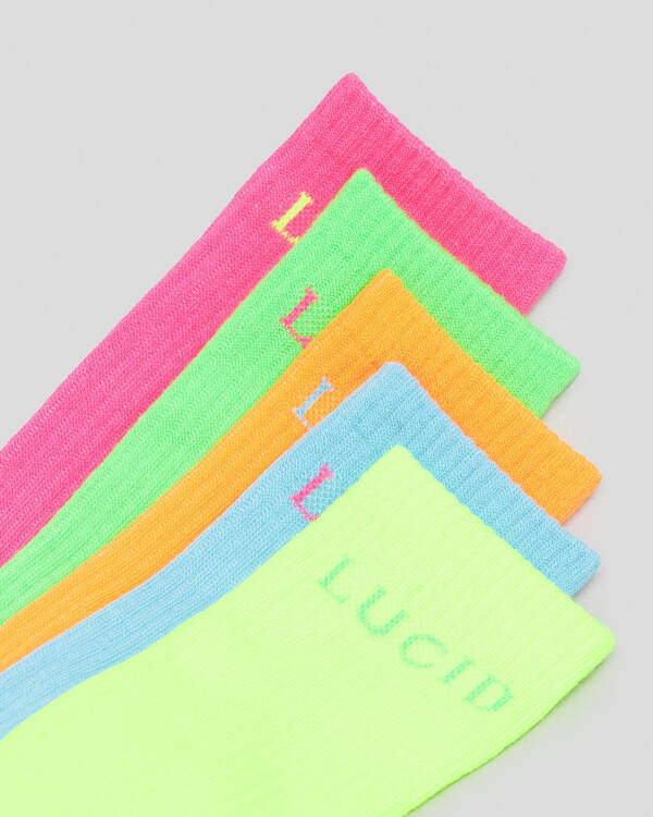 Lucid Fluro Crew Socks 5 Pack for Mens