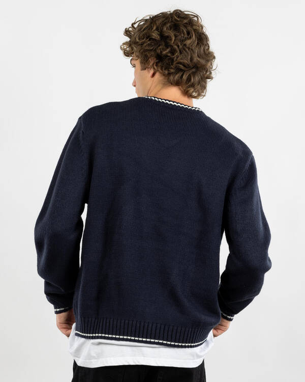 Rusty Venom Vee Neck Knitted Crew Jumper for Mens