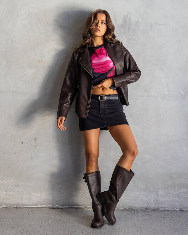 Ava And Ever Drifter Faux Leather Biker Jacket for Womens