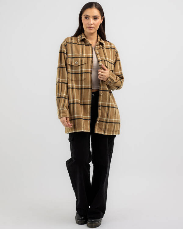 Rhythm Long Check Shacket for Womens