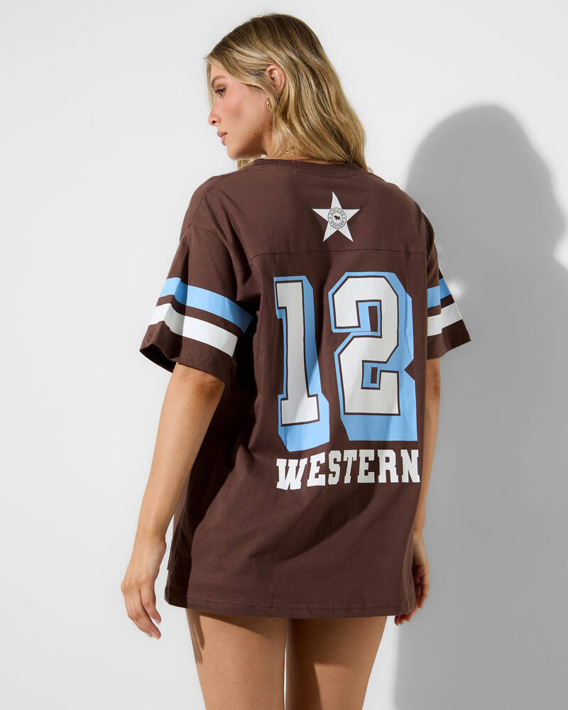 Ringers Western Rodeo Cowboy Athletic Oversized T-Shirt for Womens