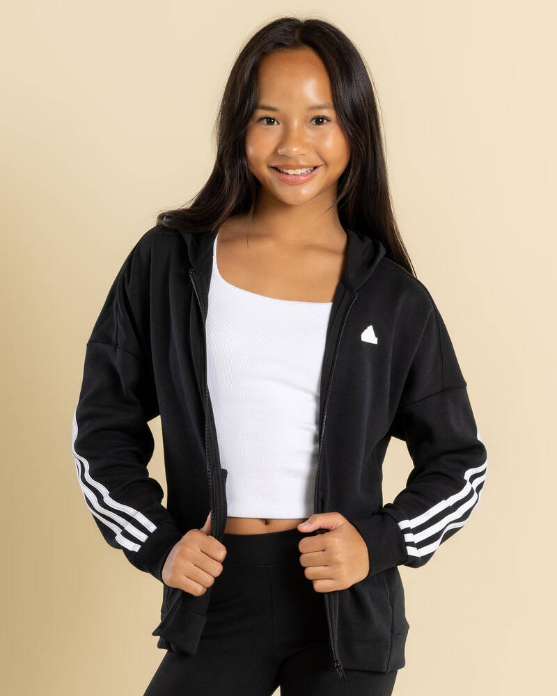 adidas Girls' 3 Stripes Zip Hoodie for Womens
