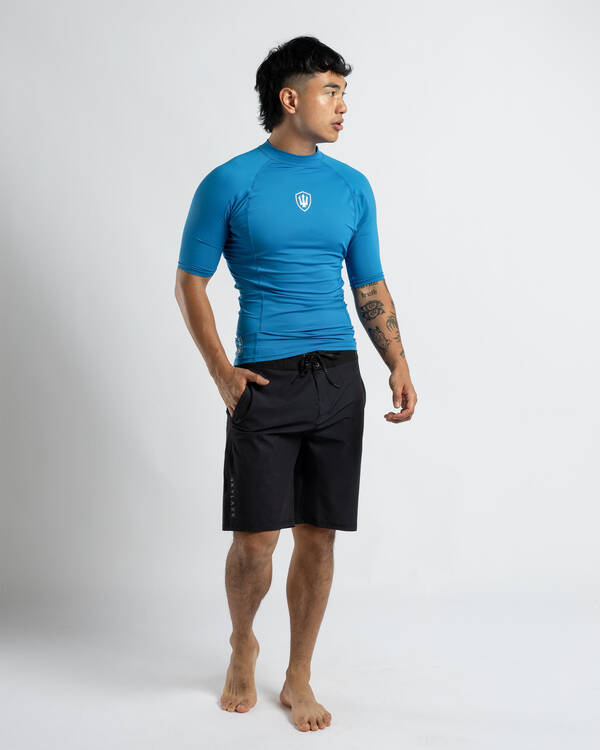 Far King Fitted Short Sleeve Rash Vest for Mens