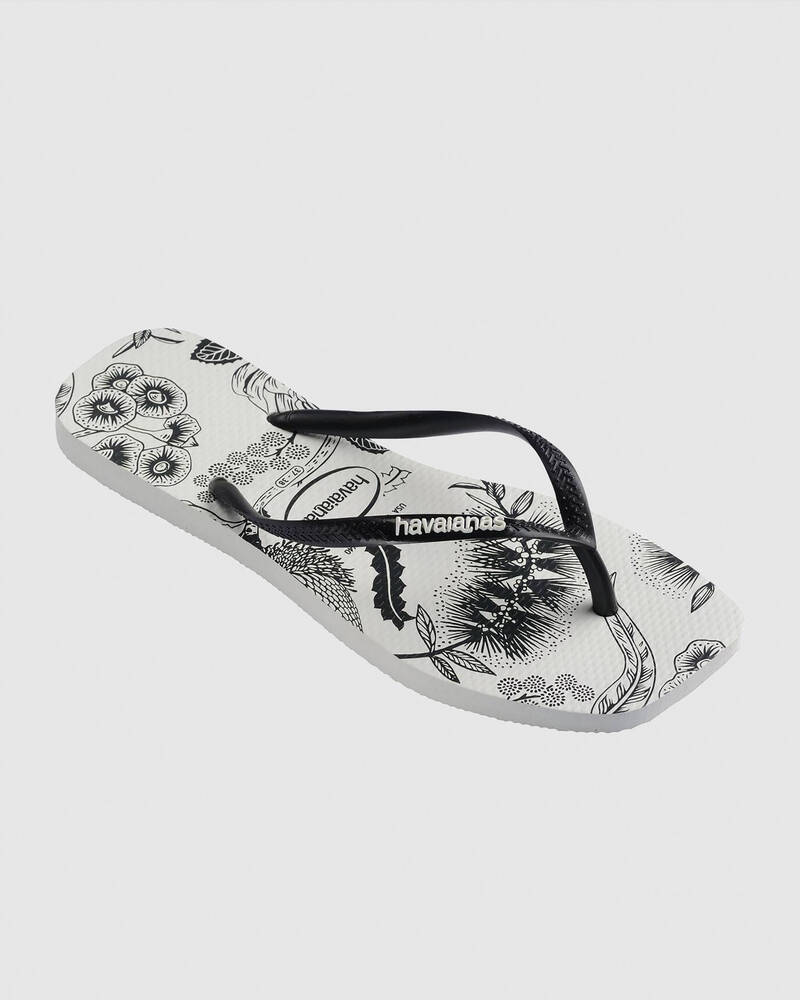 Havaianas Slim Square Printed Flower Thongs for Womens