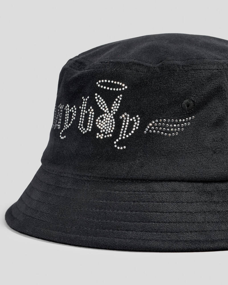 Playboy Bunny Angel Diamonte Bucket Hat for Womens
