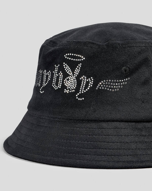 Playboy Bunny Angel Diamonte Bucket Hat for Womens