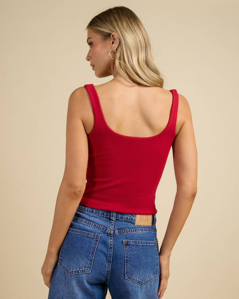 Mooloola Basic Square Neck Rib Tank Top for Womens