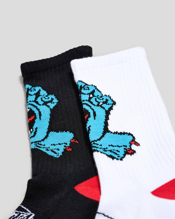 Santa Cruz Boys' Opus Screaming Hand Long Crew Socks 2 Pack for Mens