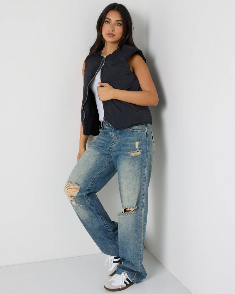 Stussy Stock Logo Reversible Quilted Vest for Womens