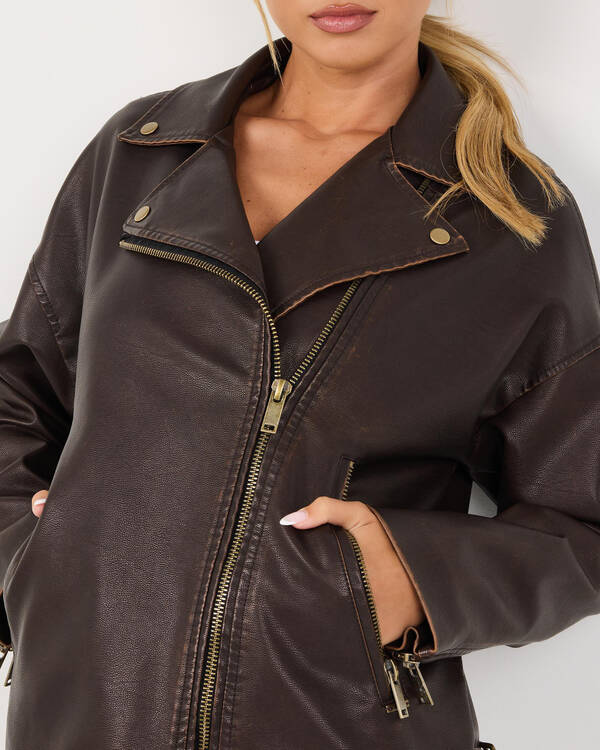 Ava And Ever Drifter Faux Leather Biker Jacket for Womens