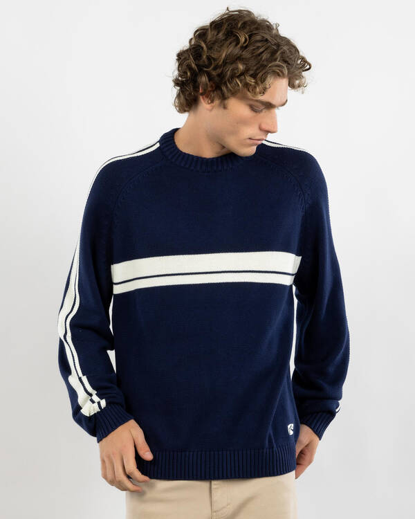 Rusty White Lines 2.0 Knitted Crew Jumper for Mens