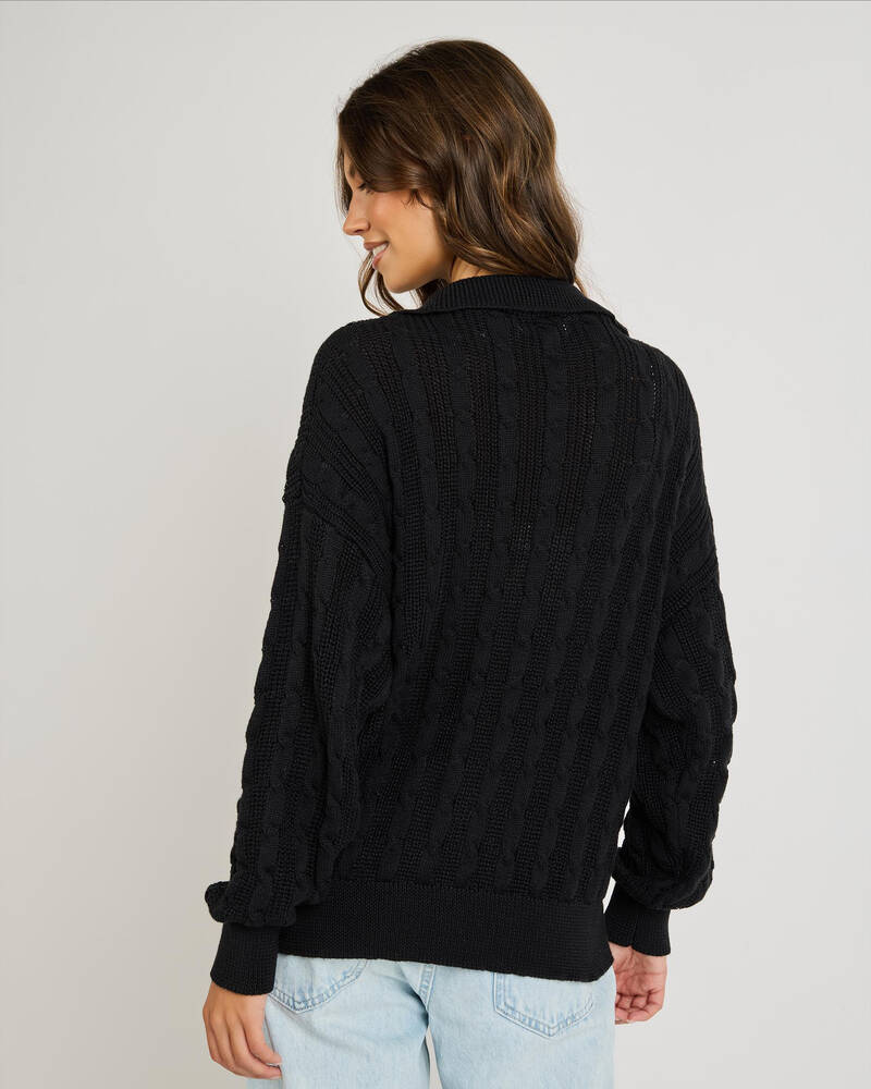 Mooloola Judy Half Zip Collared Cable Knit Jumper for Womens