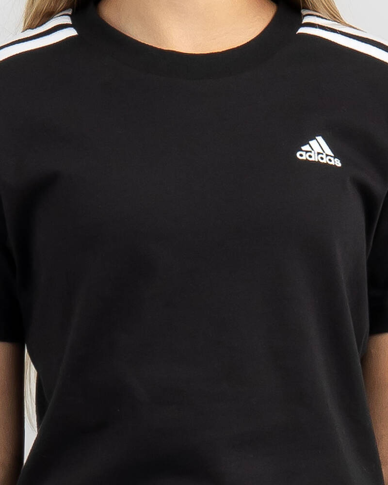 adidas Girls' Essential 3 Stripe BF T-Shirt for Womens