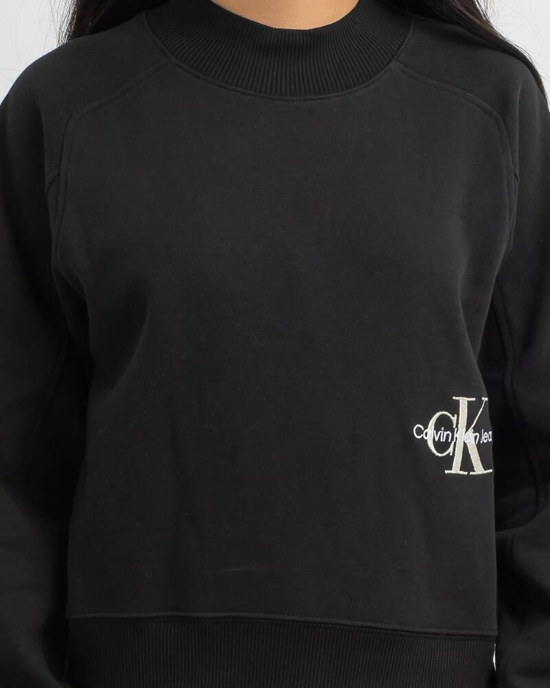 Calvin Klein Girls' Monogram Off Placed Sweatshirt for Womens