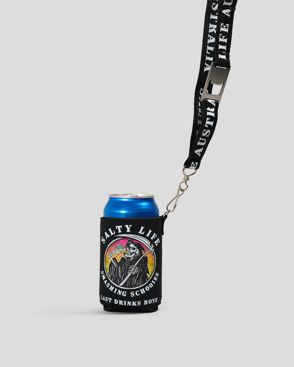 Salty Life Last Drinks Lanyard Stubby Cooler for Mens