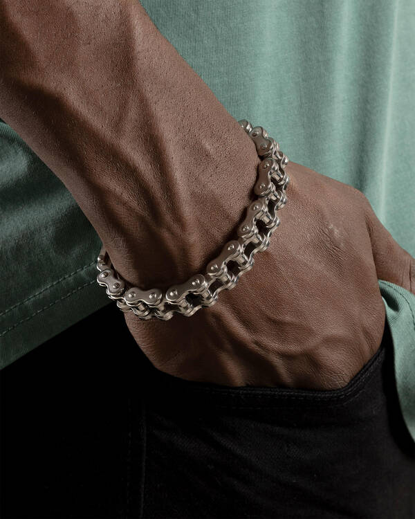 REPUBLIK Metal Bike Chain Bracelet for Mens