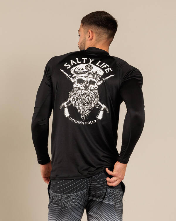 Salty Life Overboard Long Sleeve Rash Vest for Mens
