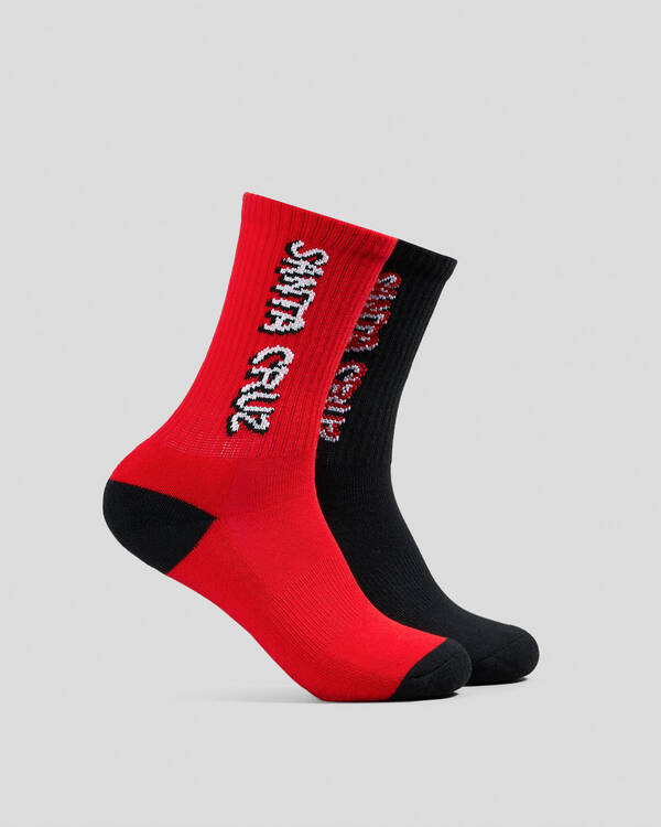 Santa Cruz Boys' Screaming Wave Strip Crew Socks 2 Pack for Mens