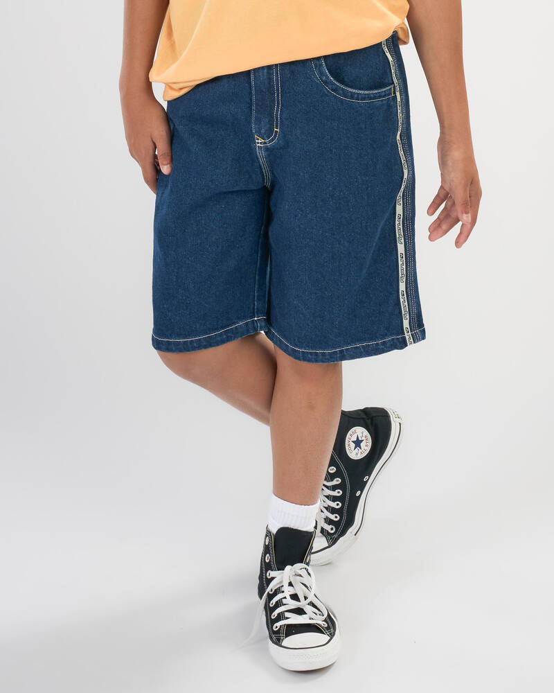 Rusty Boys' Flip Daddy Taped Denim Shorts for Mens
