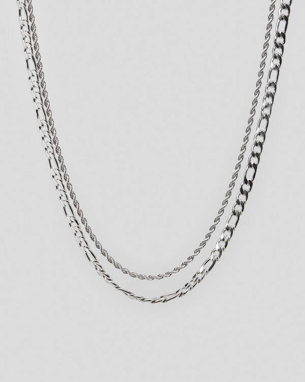 REPUBLIK Silver Combo Chain Necklace for Mens