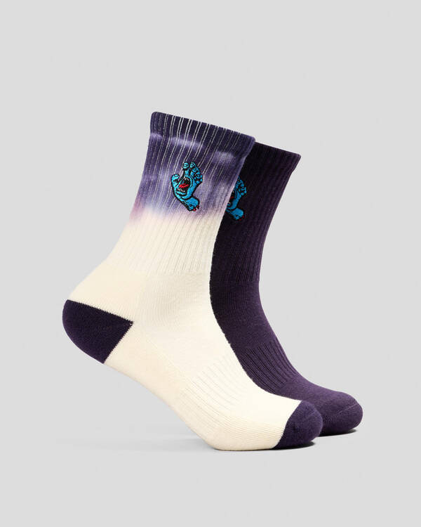Santa Cruz Boys' Screaming Hand Crew Socks 2 Pack for Unisex