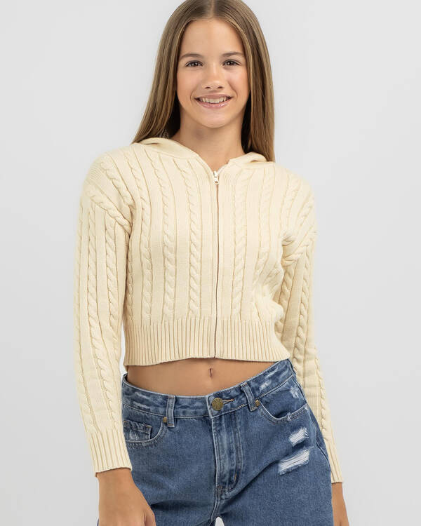 Ava And Ever Girls' Bailee Hooded Cable Knit Jumper for Womens