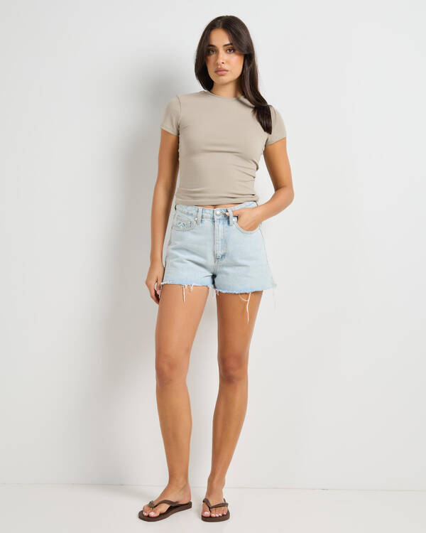 Rusty Penny Kick Flare Denim Shorts for Womens