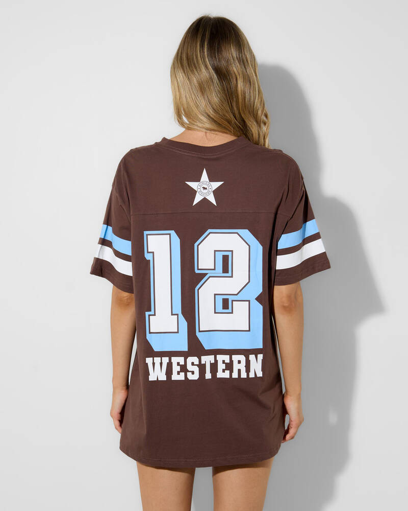 Ringers Western Rodeo Cowboy Athletic Oversized T-Shirt for Womens