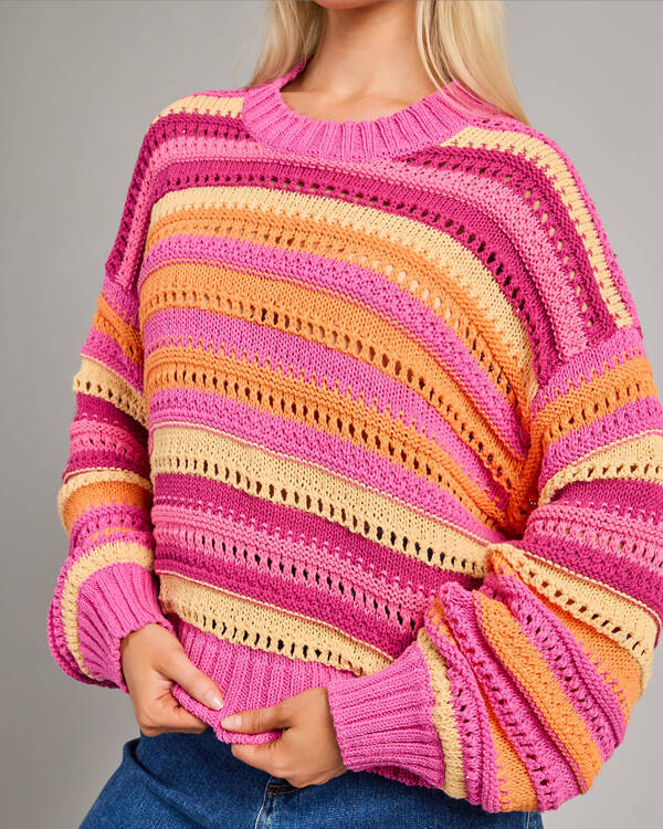 Rip Curl Neon Isles Cotton Stripe Jumper for Womens