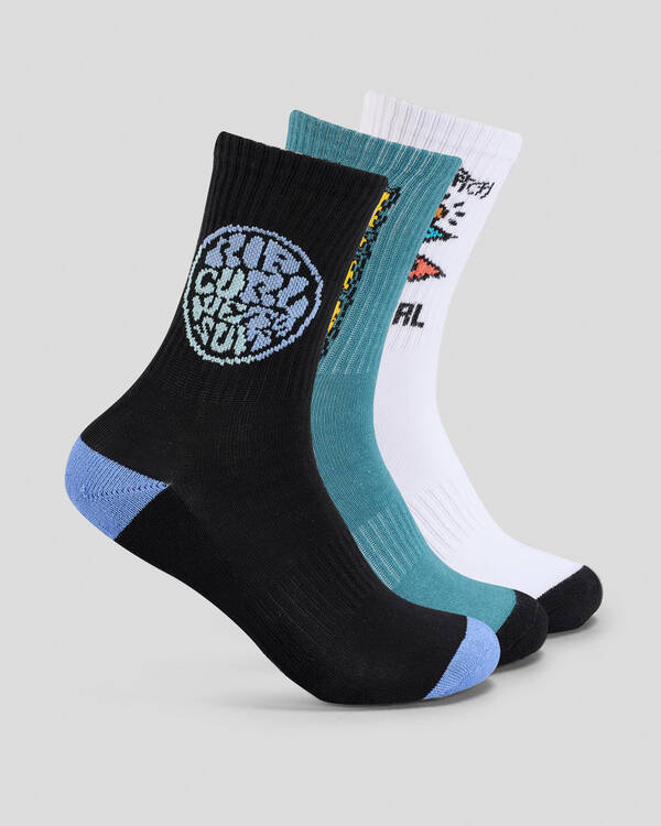 Rip Curl Boys' Logo Crew Socks 3 Pack for Mens