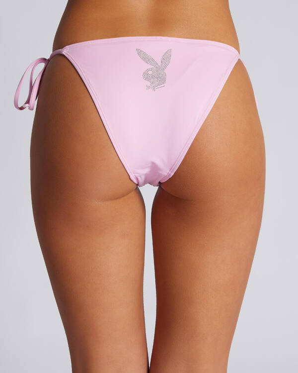 Playboy Single Bunny Diamonte Tie Side Bikini Bottom for Womens