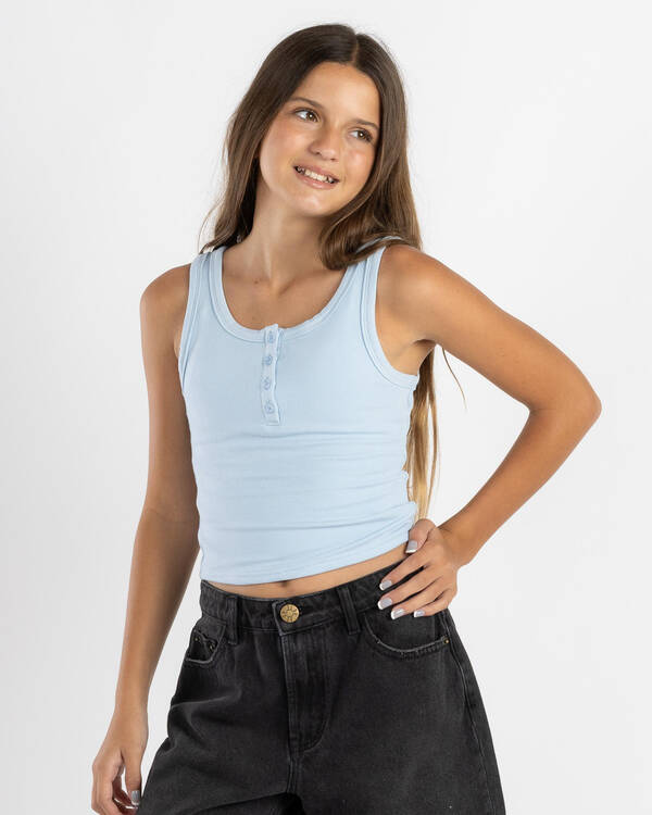 Ava And Ever Girls' Basic Fine Rib Henley Tank Top for Womens