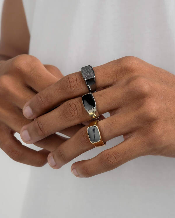 REPUBLIK 3 Pack Blackstone Ring for Mens