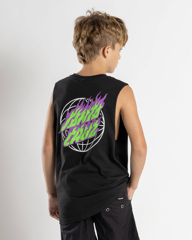 Santa Cruz Boys' Global Flame Dot Muscle Tank for Mens