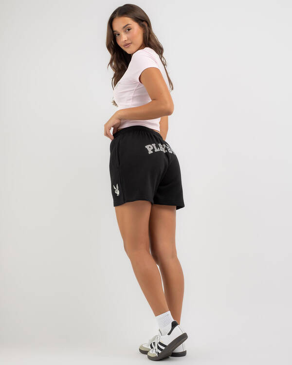 Playboy Bunny Diamante Track Shorts for Womens