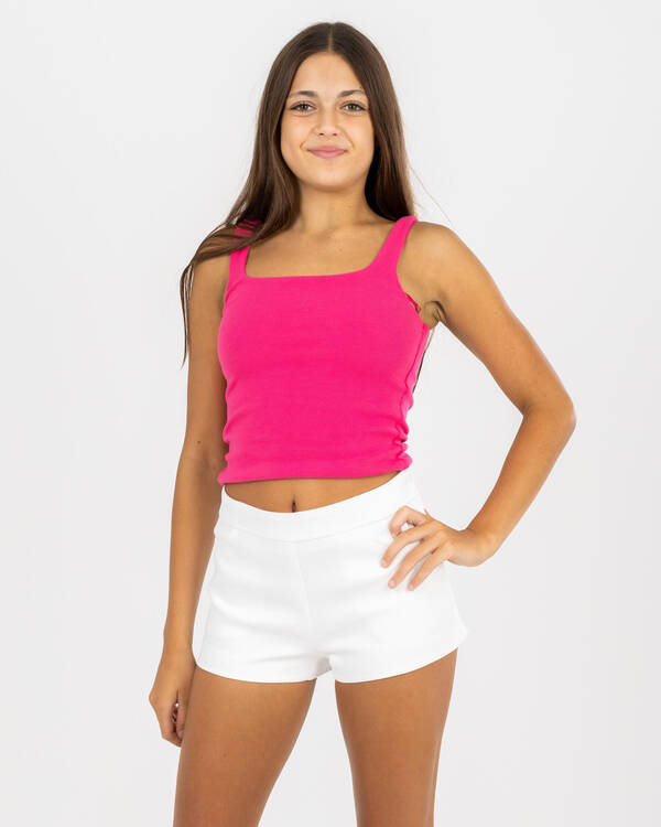 Mooloola Girls' Basic Square Neck Rib Tank Top for Womens