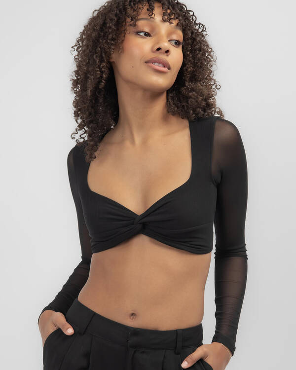 Ava And Ever James Mesh Long Sleeve Crop Top for Womens