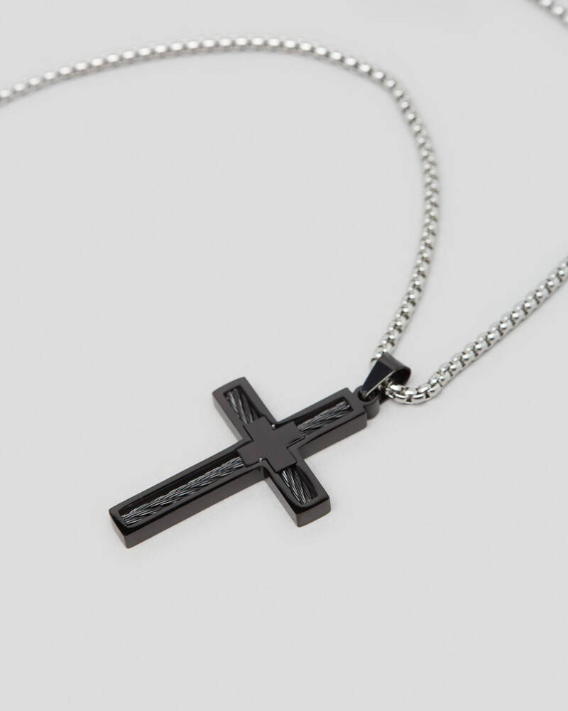 REPUBLIK Black Cross Necklace for Mens