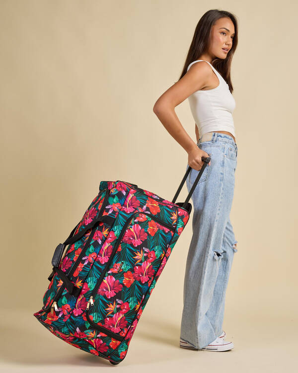 Mooloola Hibiscus Large Wheeled Travel Bag for Womens