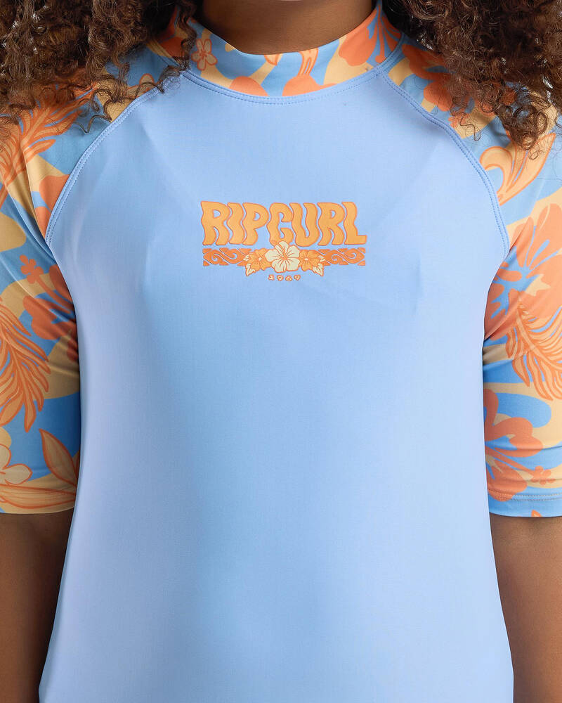 Rip Curl Girls' Sun Sol UPF Short Sleeve Rash Vest Set for Womens