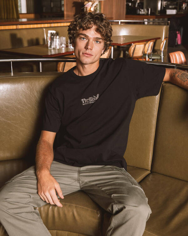 Thrills Workwear Embro Merch Fit T-Shirt for Mens